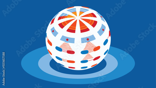 Rotating 3D Infographic Sphere Floating Transluce - AI Dashboard Vector