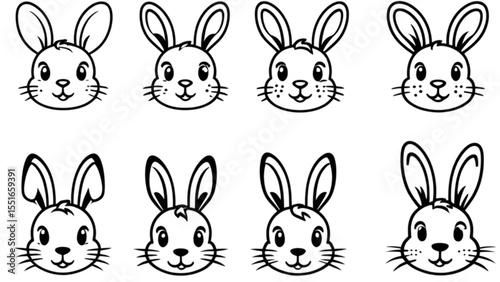 元気なウサギの顔バリエーション｜Lively Bunny Face Variations
