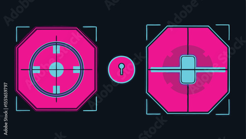 Surveillance Drone Hud With Pink And - AI Dashboard Vector