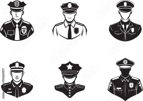 Vector Police Badge Emblem, Flat Law Enforcement Shield Design