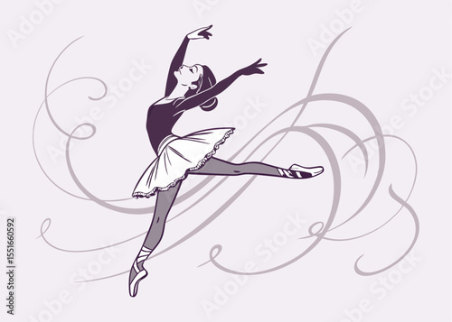 Dynamic Dance: A Vibrant Vector Illustration of a Woman in a Flowing Skirt, Expressing Joy and Movement on a Clean White Background