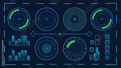 Virtual Diagnostics Screen With Rotating Diagnosti - AI Dashboard Vector