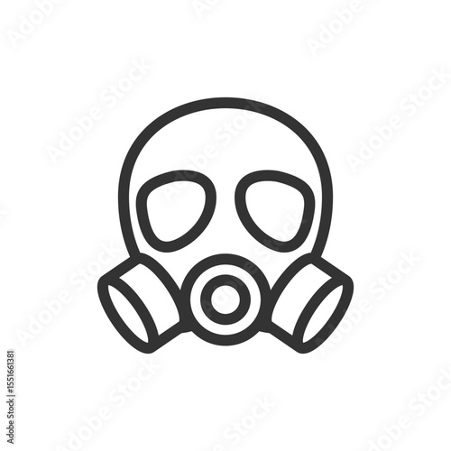 Vector illustration of a Gas Mask in line style isolated in white background