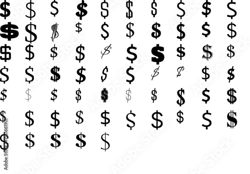 Set of Dollar Symbol Silhouettes – Black Money Icons Collection in SVG Vector