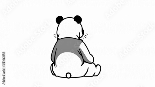 後ろ姿のパンダのシルエット｜Silhouette of Panda from Behind