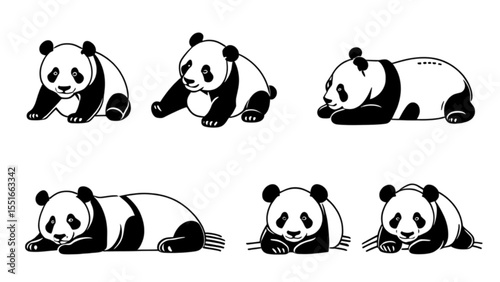 さまざまな動作をするパンダセット｜Various Panda Poses Set
