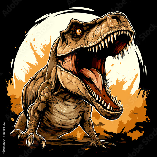 Tyrannosaurus rex dinosaur portrait in vector pop art style