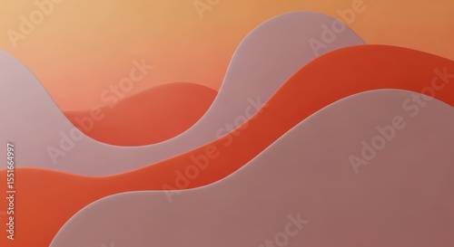 Abstract Landscape of Interlocking Organic Forms in Warm Hues