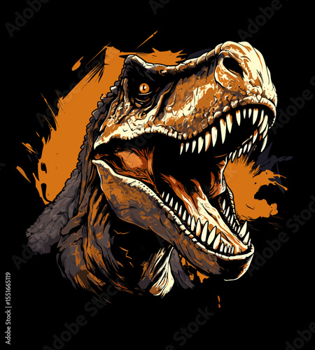 Tyrannosaurus rex dinosaur portrait in vector pop art style