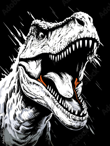 Tyrannosaurus rex dinosaur portrait in vector pop art style