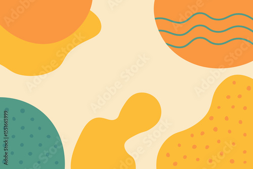 Abstract geometric background with colorful organic shapes. Modern trendy backdrop. Minimal design template