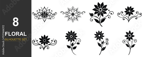 Classic Black & White Botanical Art Bundle: Timeless Flower Illustrations & Decorative Elements