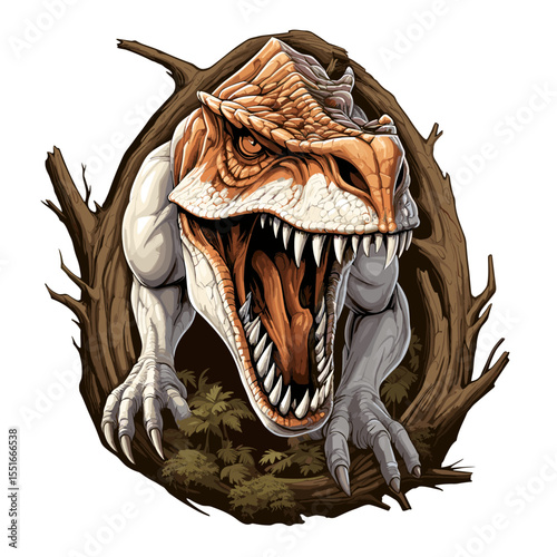 Tyrannosaurus rex in vector art style isolated on white background.