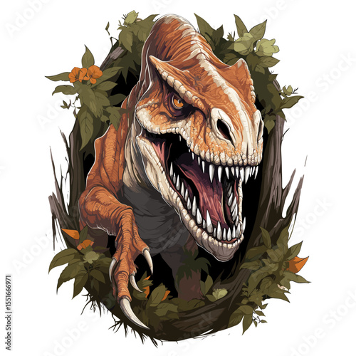 Tyrannosaurus rex in vector art style isolated on white background.