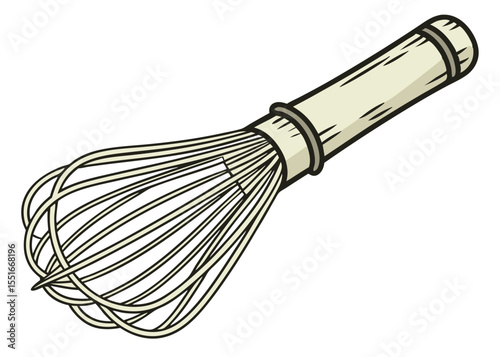 Cartoon kitchen whisk for cooking and baking equipment culinary tool utensil isolated vector illustration



