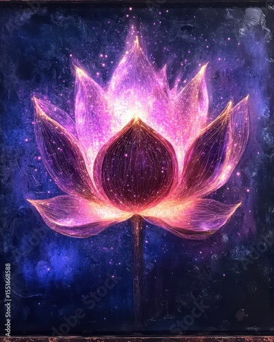 Glowing Lotus Flower on Dark Background