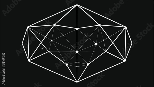 Abstract polygonal network design in high resolution featuring linear vector shapes