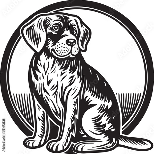 Cute beagle puppy dog cartoon vector illustration, happy pet animal drawing isolated