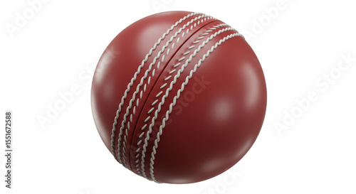 3d Rendered Red Cricket Ball Leather Stitched Equipment Isolated on Black