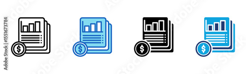 Financial News icon Multi Style Vector Illustration