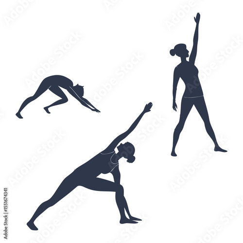 Yoga Poses Silhouettes of Stretching and Flexibility Exercises