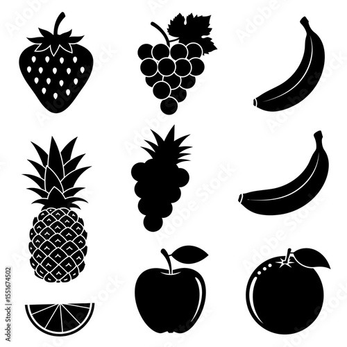 Set of line berries and fruits icons. Outline signs collection for food store. Editable Strokes.