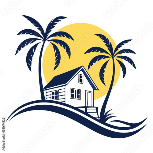 house and palm trees