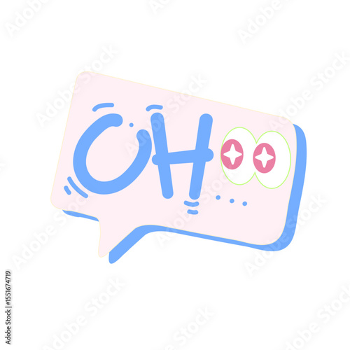 Cute Cartoon Speech Bubble Saying Oh with Playful Eyes Illustration for decoration design
