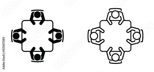 businessmen at a round table. Office Chair. Meeting rooms concept. Table for business meetings. Brainstorming and teamwork. Conference hall icon. Office workers during the meeting. Table and chairs.