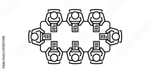 businessmen at a round table. Office Chair. Meeting rooms concept. Table for business meetings. Brainstorming and teamwork. Conference hall icon. Office workers during the meeting. Table and chairs.