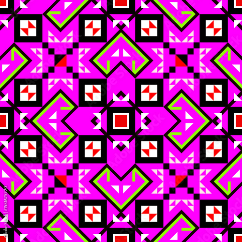 Colorful pink square geometric seamless pattern for modern decorative design