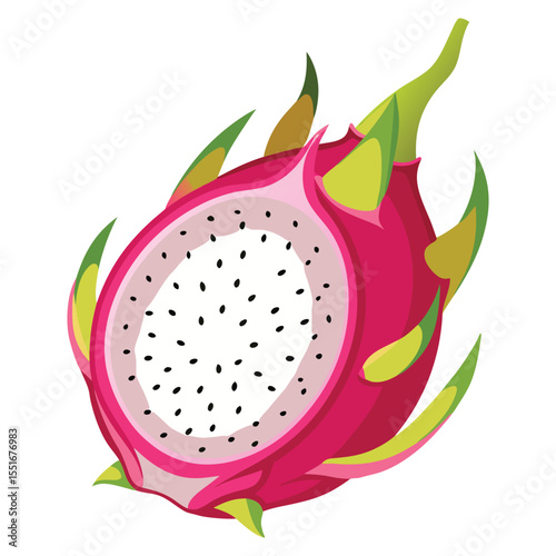 Dragon fruit half with seeds