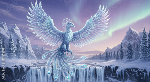 Majestic Ice Phoenix Fantasy Art Illustration