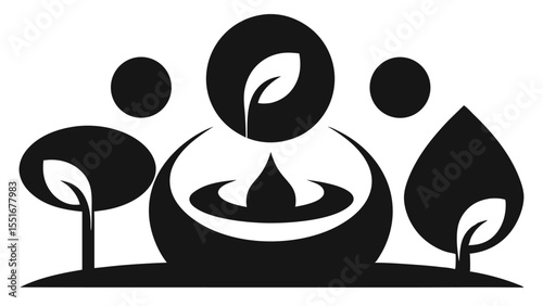 Black and white nature inspired logo suitable for environmentally focused brands