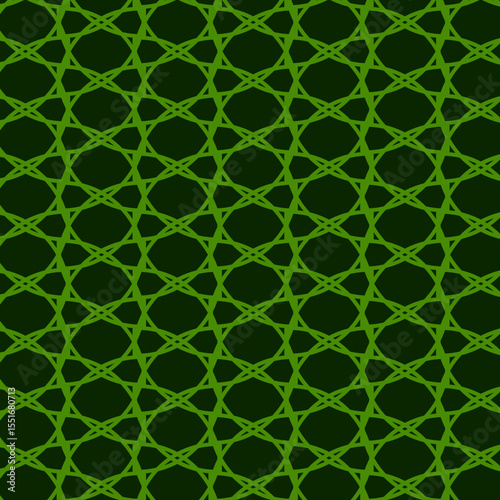 Seamless trellis pattern with alternating green lines on a dark background.