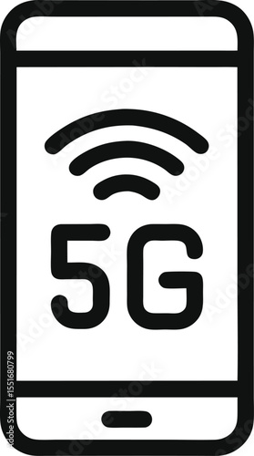 5G Smartphone Icon Vector – Mobile Network Signal Symbol. 