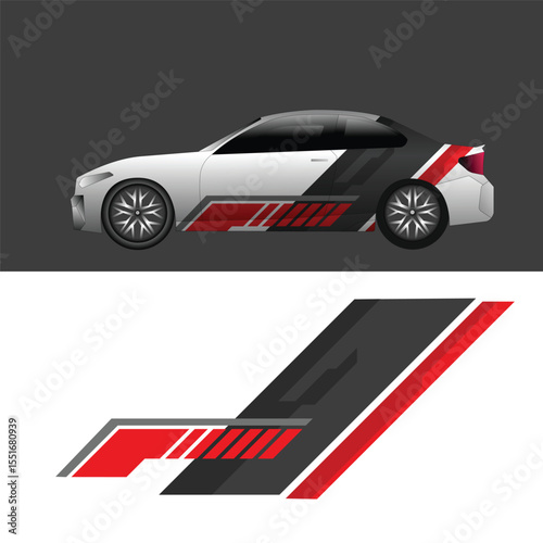 Car livery decal design with sharp abstract graphic motifs