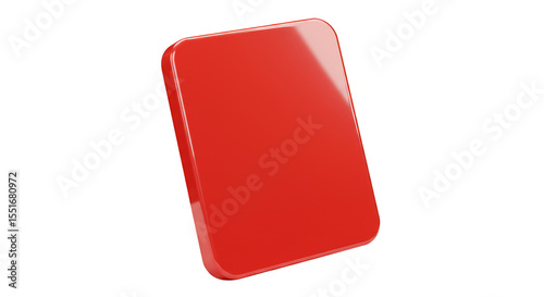 Abstract Illustration of Glossy Red Rectangle with Transparent Background