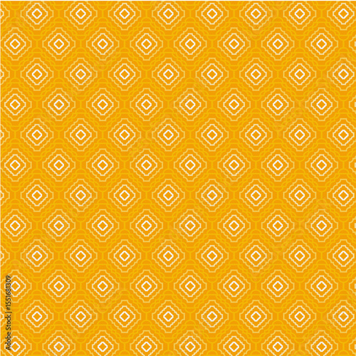 Seamless trellis pattern Stacked square shapes in orange and white.