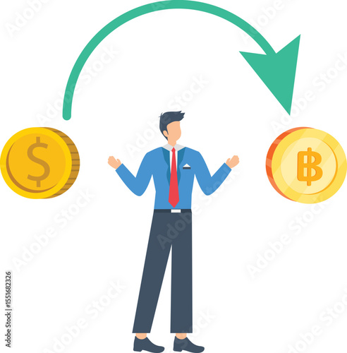 Digital Dunya  Bitcoin to Dollar Exchange Illustration