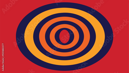 Concentric circles vector graphic in retro color scheme on transparent background