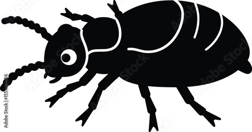 Funny Joke about a Beetle, Graphic Vector Design, Insect Humor, Black and White Style