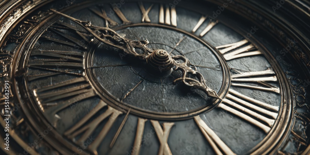 Fototapeta premium Close-up of Vintage Clock Face with Roman Numerals