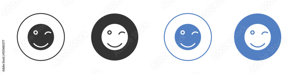 Fototapeta premium Smile wink icon symbol set. vector graphic design
