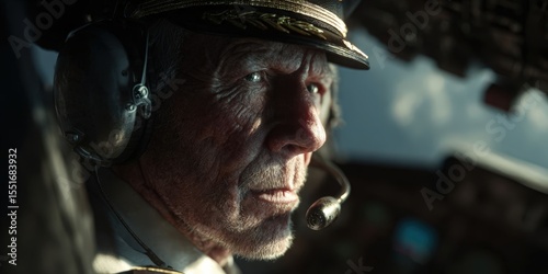 Confident Pilot Standing with Flight Gear in Cockpit