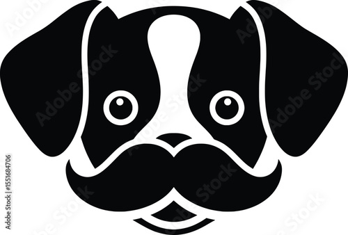 Playful Action Vector Illustration of a Dog with a Mustache in a Fun Environment for a Humorous Joke Design