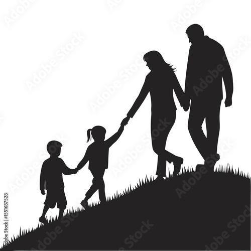 Family Walking Together A Silhouette of Unity and Togetherness