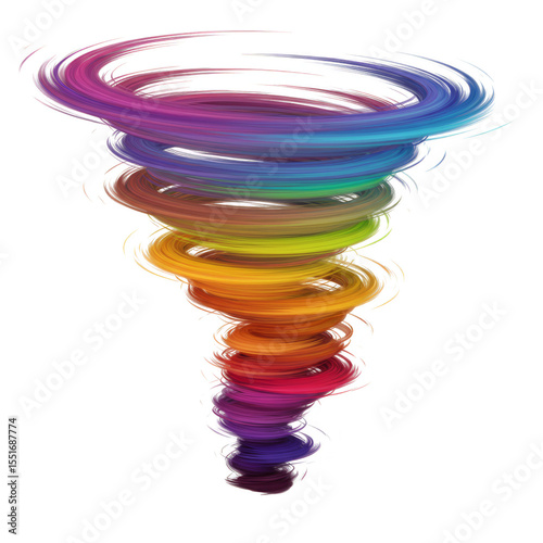Colorful Abstract Spiral Twirl Illustration with Rainbow Palette Swirl
