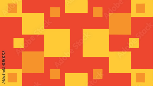 Geometric abstract design with orange and yellow blocks suitable for various projects