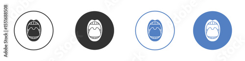 Tonsillitis icon symbol set. vector graphic design